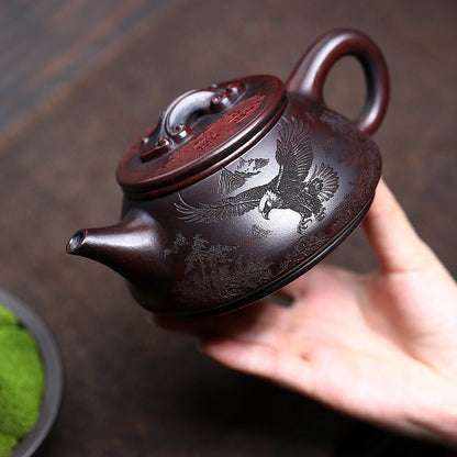 Handmade Tea Pot Embossed 10 Infuser Holes Real Yixing Zisha Clay Pot 330ml New