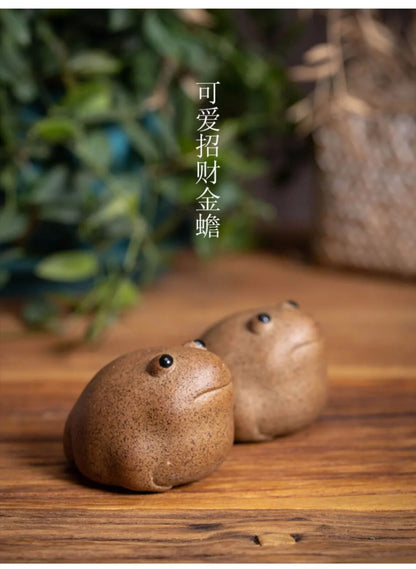 5CM Luck Frog Tea Pet Zen Tea Set Chinese Kungfu Tea Pottery Porcelain Handmade