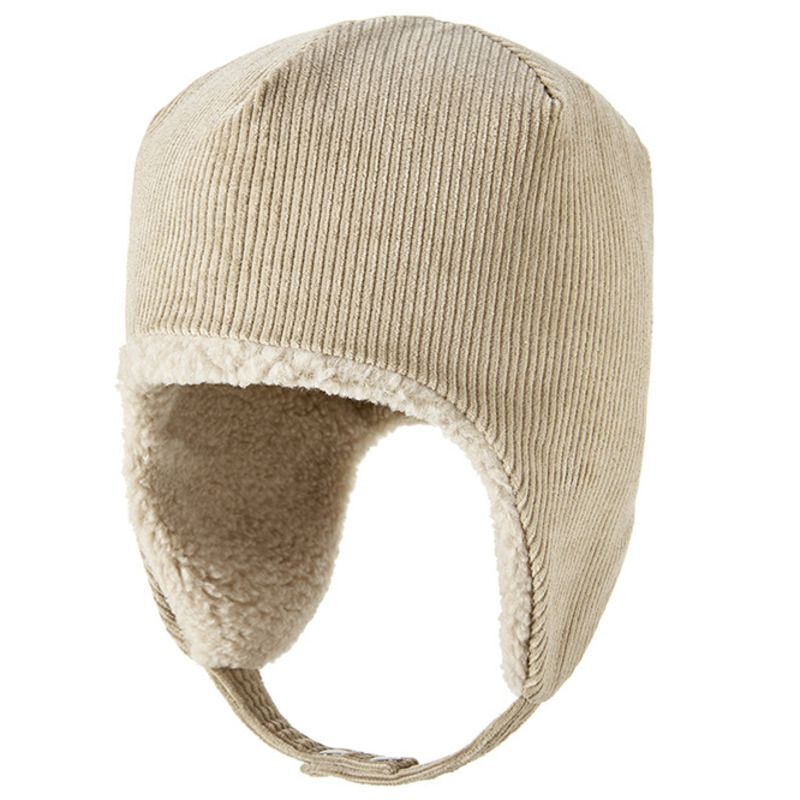 Women Beanies Winter Thick Warm Fleece Hats Corduroy Outdoor Ski Ear Cap 55-62cm