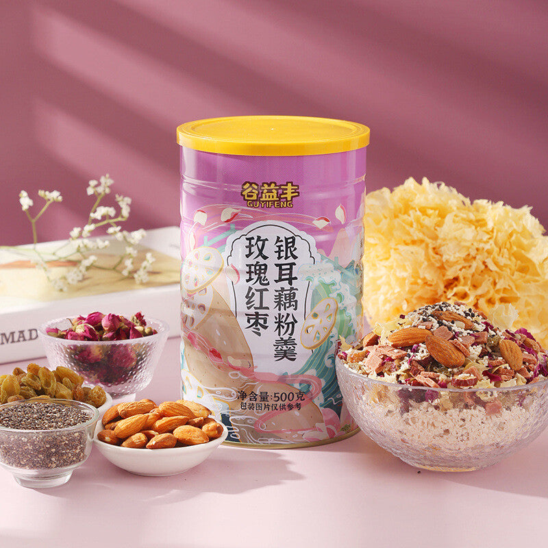 500g Rose, Red Date, and Silver Fungus Lotus Root Starch Mix 玫瑰红枣银耳藕粉羹