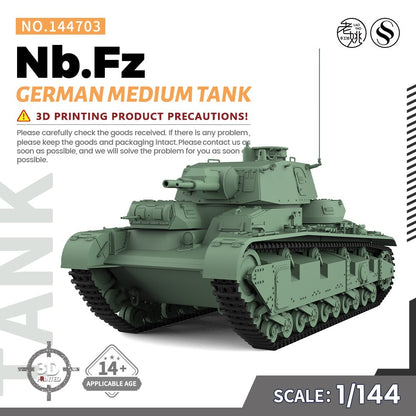 SSMODEL SS144703 1/144 Military Model Kit German Nb.Fz Medium Tank