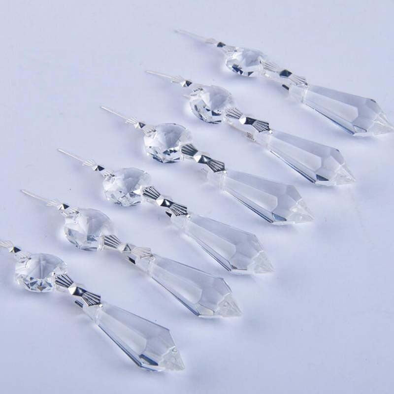 50 Clear Glass Crystals Chandelier Lamp Prisms Parts +38mm Hanging Drops Pendant