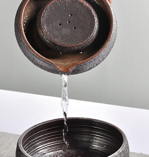 Iron Rust Glaze Pot Mat Ceramic Crude Pottery Holder For Tea Pot Reservoir Mats
