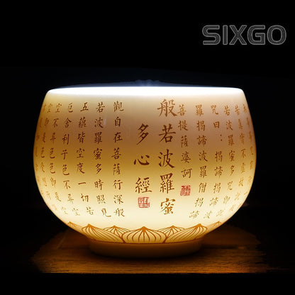 170ml Chinese Heart Sutra Baifu Master Cup White Jade Porcelain Kung Fu Teaset