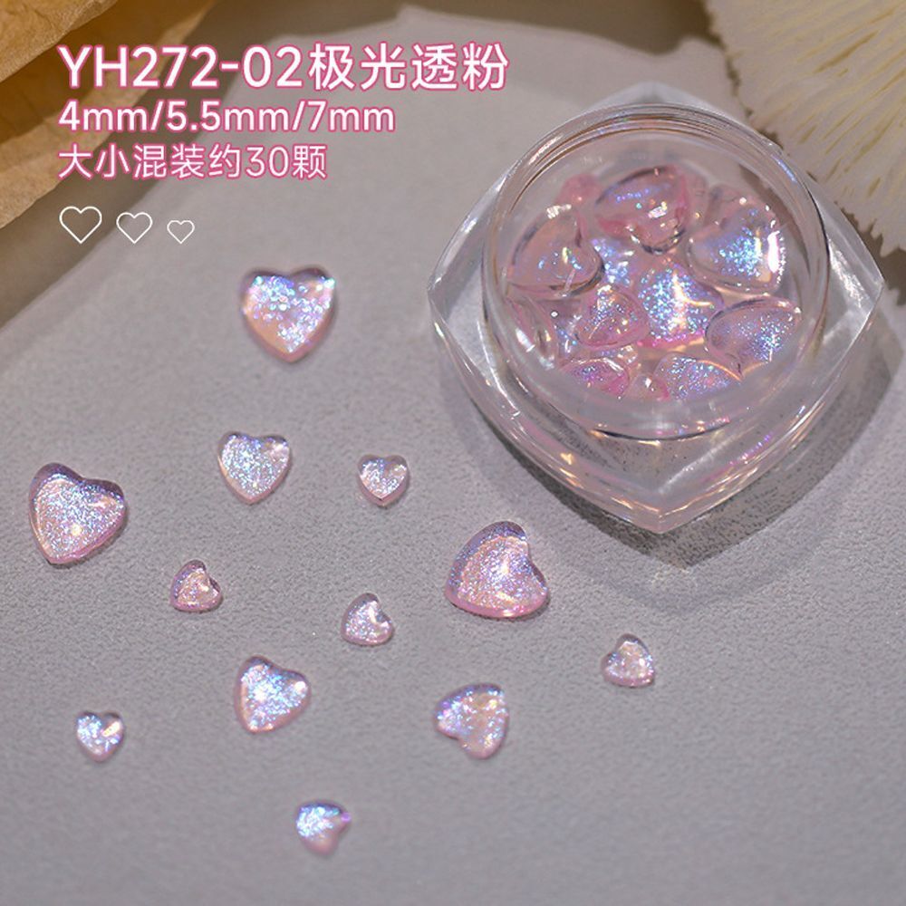 Nail Art Decals 20-100Pcs 3D Heart Charms Clear Acrylic DIY Manicure Accessories