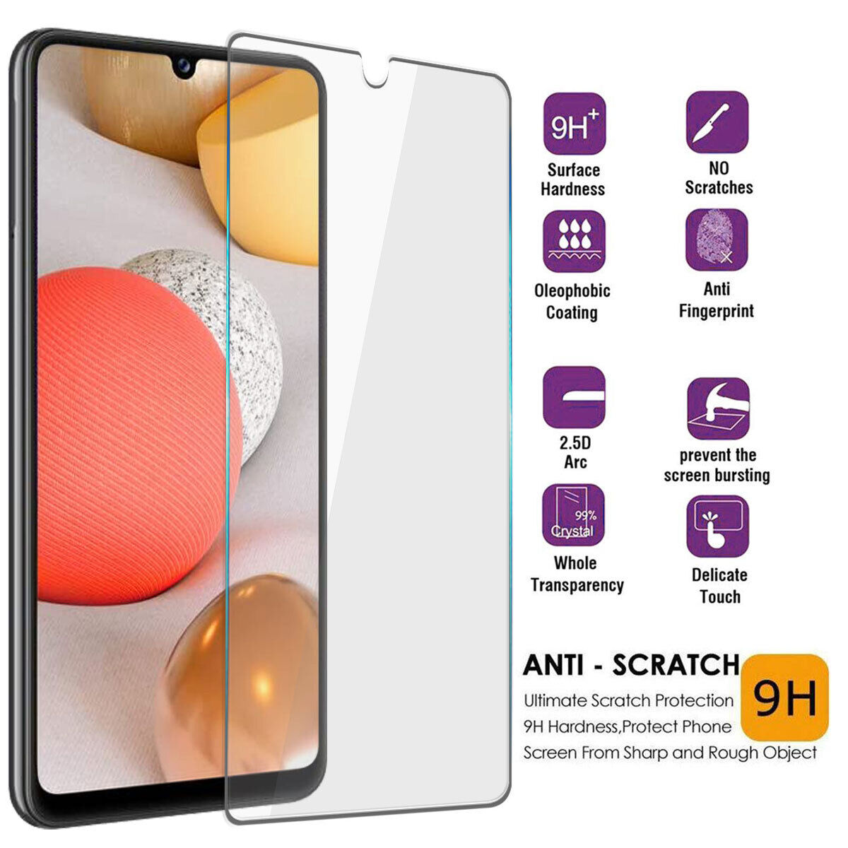 For Samsung Galaxy A42 5G Slim Tempered Glass Clear 9H Hardness Screen Protector