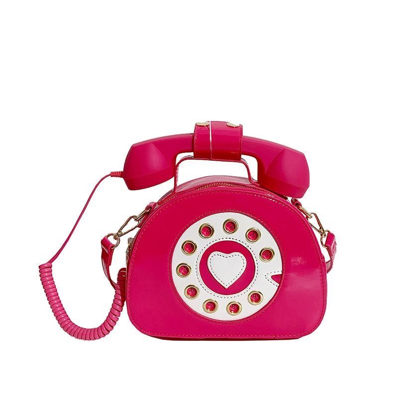 Telephone Shape Purse Handbag Shoulder Crossbody Bag Leather Tote Messenger Bag