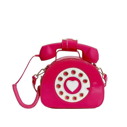 Telephone Shape Purse Handbag Shoulder Crossbody Bag Leather Tote Messenger Bag