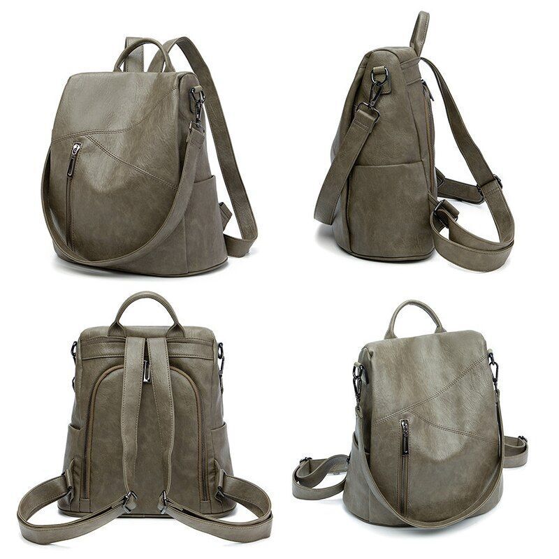 Backpack Soft Leather Large Bag Traveling Laptop Bags Polyester Hasp Zipper 1 PC