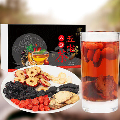 Chinese Wubao Ginseng Five Treasures Tea Kidney Tea 250g (25g/bag Total 10 Bags)