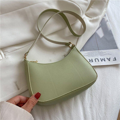 Fashion Handbag Retro Solid Color Leather Shoulder Underarm Bag Casual Handbags