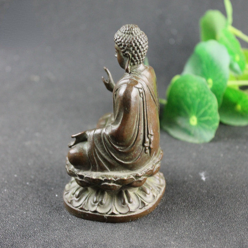 Copper Tathagata Buddha Statue Sculpture Retro Feng Shui Miniatures Figurines
