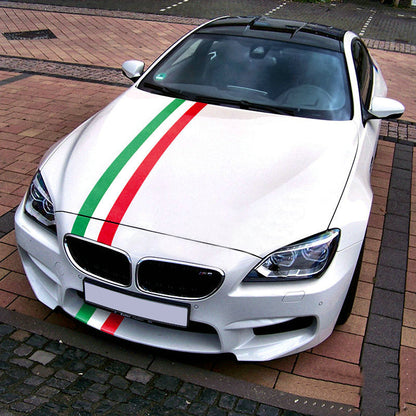 Custom Tricolor Racing Stripe Car Hood Sticker For All Models Vinyl Bonnet Decal