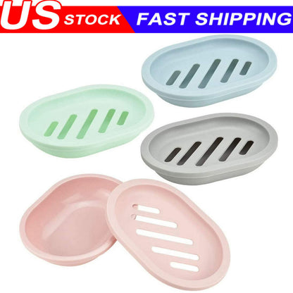 Bathroom Water Draining Soap Dish Case Holder Drainer Soap Saver Storage Box New