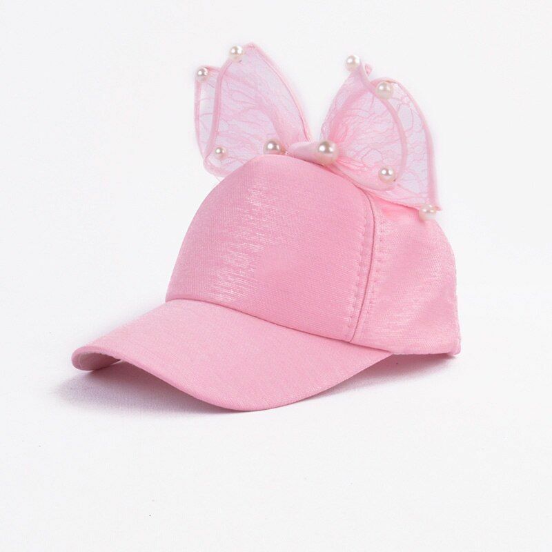 Baby Hats Spring Summer Girl Baseball Caps Glitter Rabbit Ear Pearl Sun Children