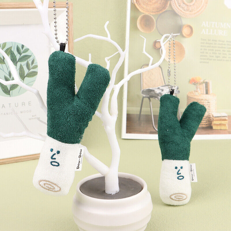 Green Onion Plush Toy Vegetable Pendant Stuffed Doll Keychain Bag Key Ring Decor