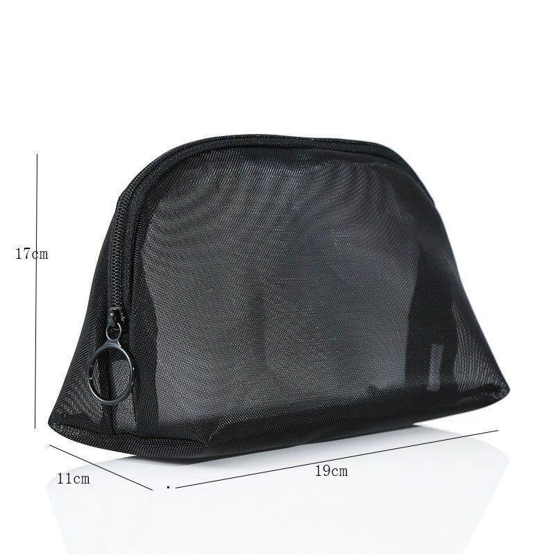 Clear Black Makeup Bags Travel Toiletry Cosmetic Organizer Pouch Set Mesh Purse
