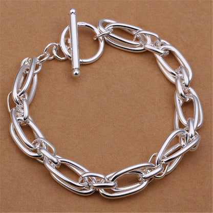 925 Sterling Silver Vintage Thick Chain Bracelet Elegant Unique Stylish Bangles