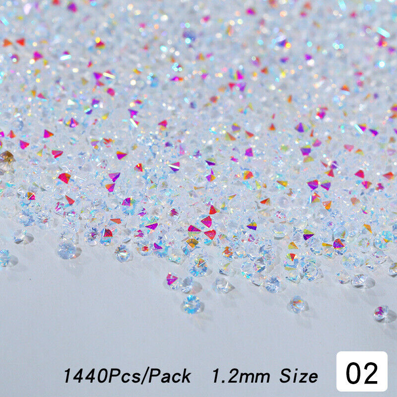 1440pc/bag Crystal AB Gold 3D Flat Back Crystal Nail Art Rhinestones Decoration