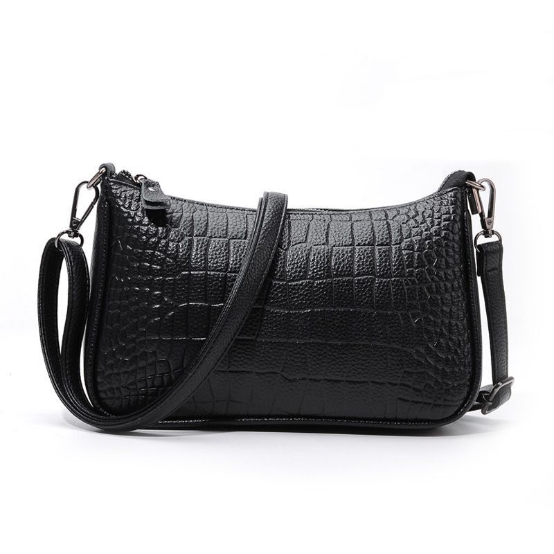 Genuine Leather Bag Fashion Cowhide Pattern Zipper Shoulder Messenger Handbags