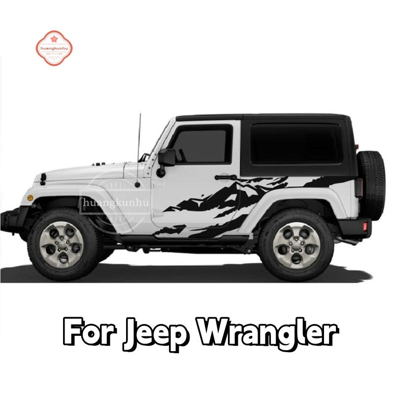 For Jeep Wrangler Rubicon Sahara Side Door Decals Graphics Mountain Car Sticker