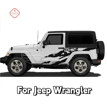 For Jeep Wrangler Rubicon Sahara Side Door Decals Graphics Mountain Car Sticker