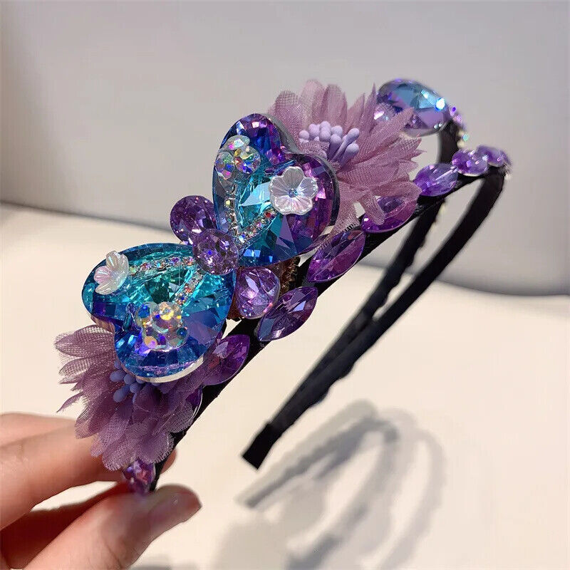 Women Headband Vintage Baroque Flower Big Diamond Luxury Fashion Party Hairbands