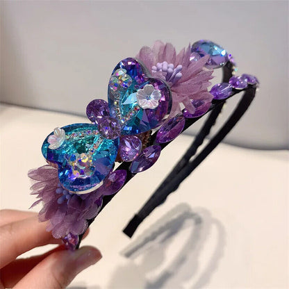 Women Headband Vintage Baroque Flower Big Diamond Luxury Fashion Party Hairbands