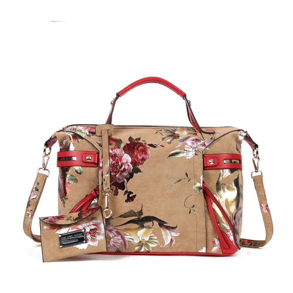 Floral Print Tote Handbag Elegant Colorful Purse Synthetic Leather Bags 35*13*29