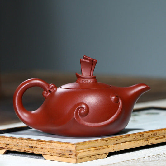 China Yixing Zisha Pottery Clovershrub Clay Handmade 200cc Sailing Boat Teapot
