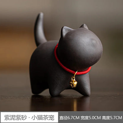 Purple Clay Cute Cat Tea Pets Ceramic Kung Fu Tea Set Accessories for Home Decor