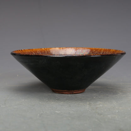 5.5" Collection Chinese Song Porcelain Jizhou Kiln Black Glaze Tea Cup 2