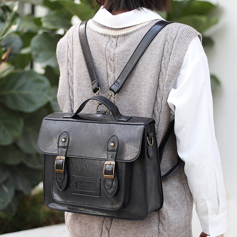 Backpack Multifunction Big Tote Synthetic Leather College Shoulder Bag Schoolbag