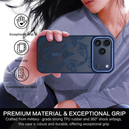 for Iphone 17 Pro Case, Cute Butterfly Pattern Magnetic 17 Pro Phone Case [Compa