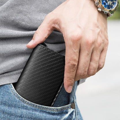 Anti Rfid Magnet Men Wallets Carbon Fiber Card Holder Money Bag Black Wallet 1PC