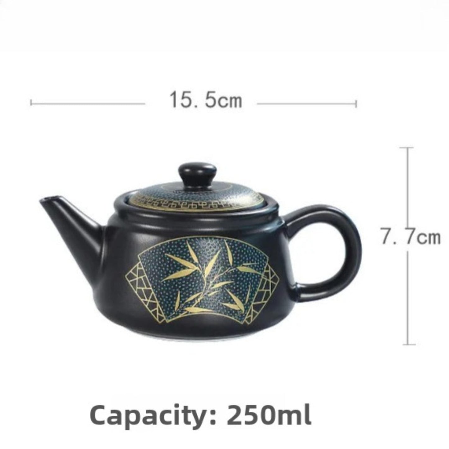 Ceramic Teapot Handmade Black Teapot 250ml 8.4oz Retro Kung Fu Tea Pot