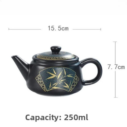 Ceramic Teapot Handmade Black Teapot 250ml 8.4oz Retro Kung Fu Tea Pot