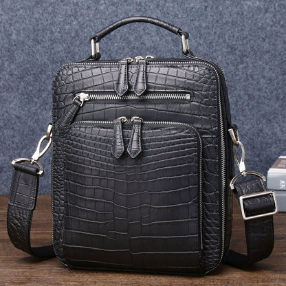 Matt Crocodile Belly embossed Smll Handbag, Men Business Crossbody Shoulder Bags
