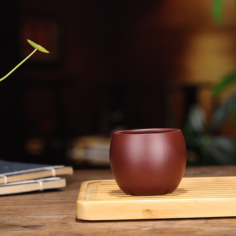 China Yixing Zisha Pottery Purple Zhu Clay Handmade 80cc Mesh Cup