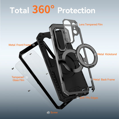 Magnetic Armor Case for Samsung S26Ultrax with 360° Kickstand Wireless Charging
