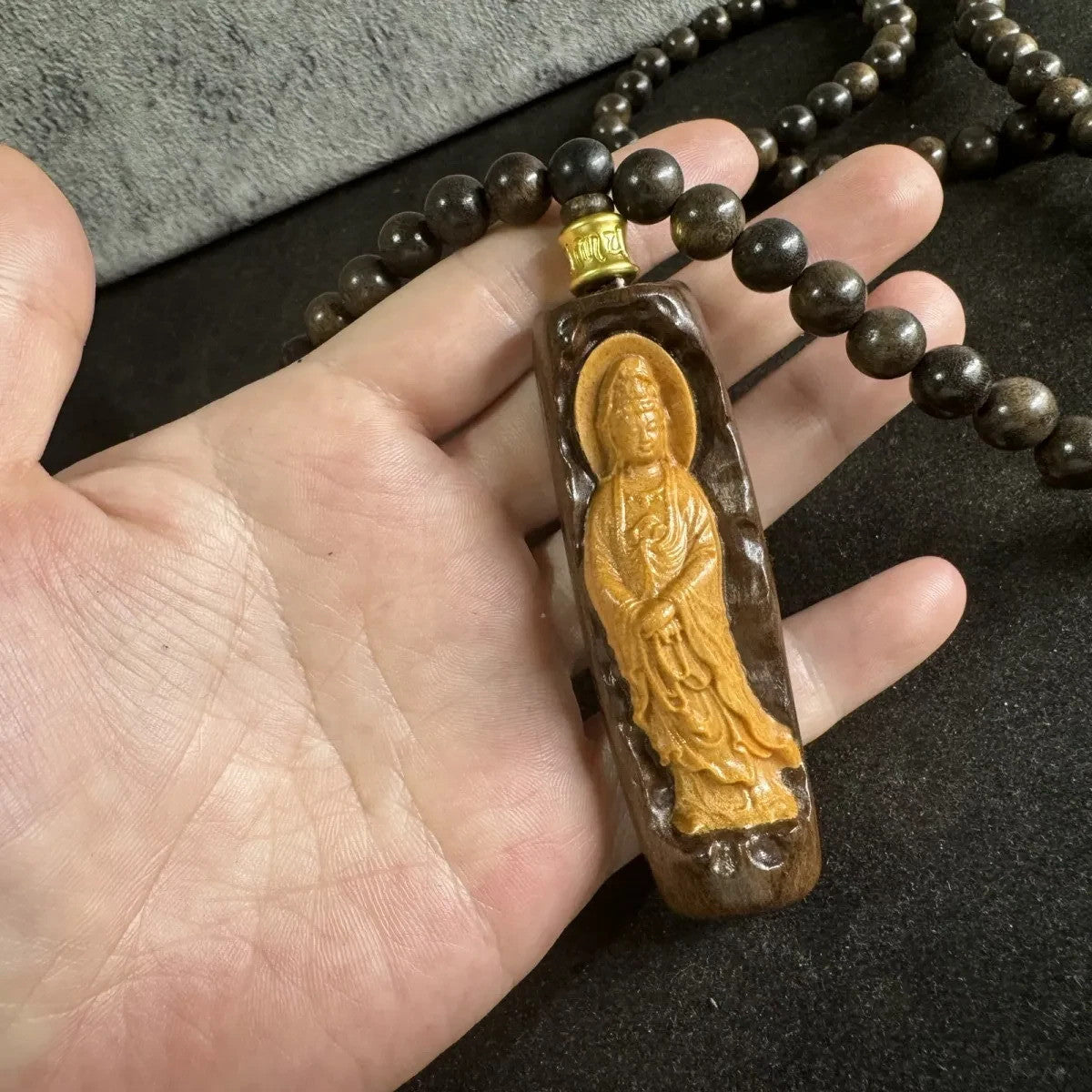 108 Natural Wood Prayer Beads Buddhist Guanyin Blessing Meditation Mala Necklace