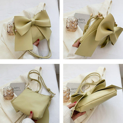 Elegant Bow Underarm Bag Synthetic Leather Shoulder Messenger Bag Purse Handbags