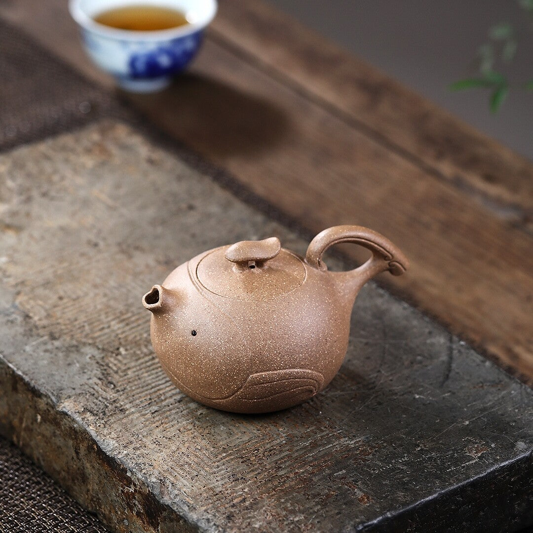 Tea Pot Handmade Fish Design Yixing Zisha Duan Clay Pot Marked 210ml In China