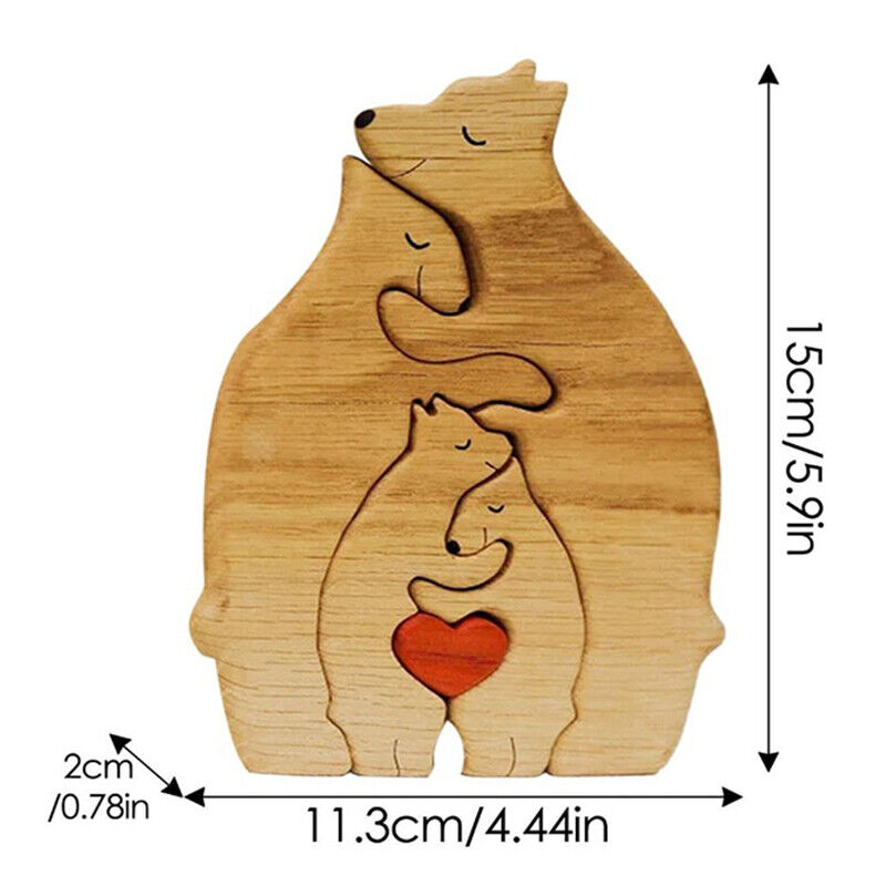 Wooden Bear Ornaments Family Statue Family Art Puzzle Desktop Decor XMAS Gifts