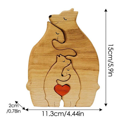 Wooden Bear Ornaments Family Statue Family Art Puzzle Desktop Decor XMAS Gifts