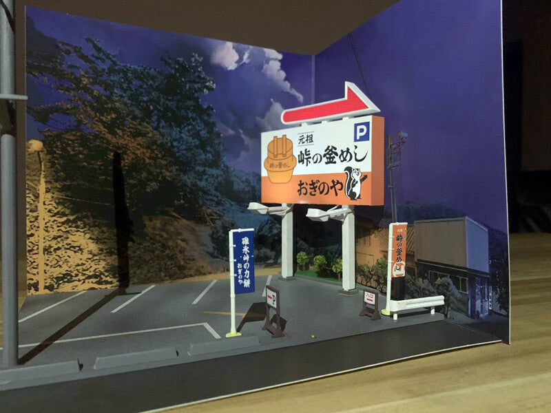 1:64 Scale Initial D TOFU 峠の釜めし Remote Contol LED Scene for Car PARKING LOT