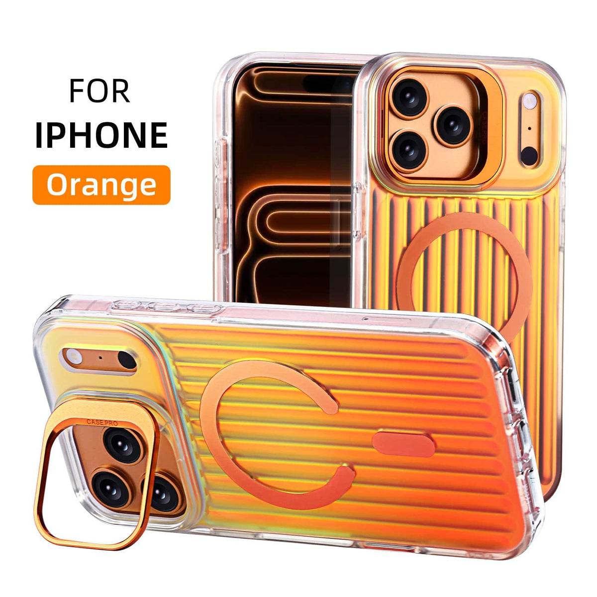 For iPhone 17 16 15 14 Pro Max 13 Case Magnetic with Camera Lens Protector Stand