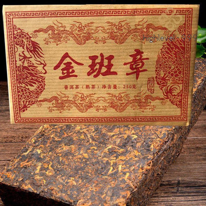 250g Authentic Yunnan 2014 Jin Ban Zhang Ancient Tree Pu'er Tea Ripe Tea Brick