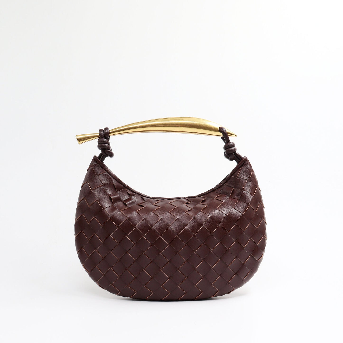 Woven Microfiber Leather Top Metal Handle Clutch Handbag Purse Tote Fashion Bag