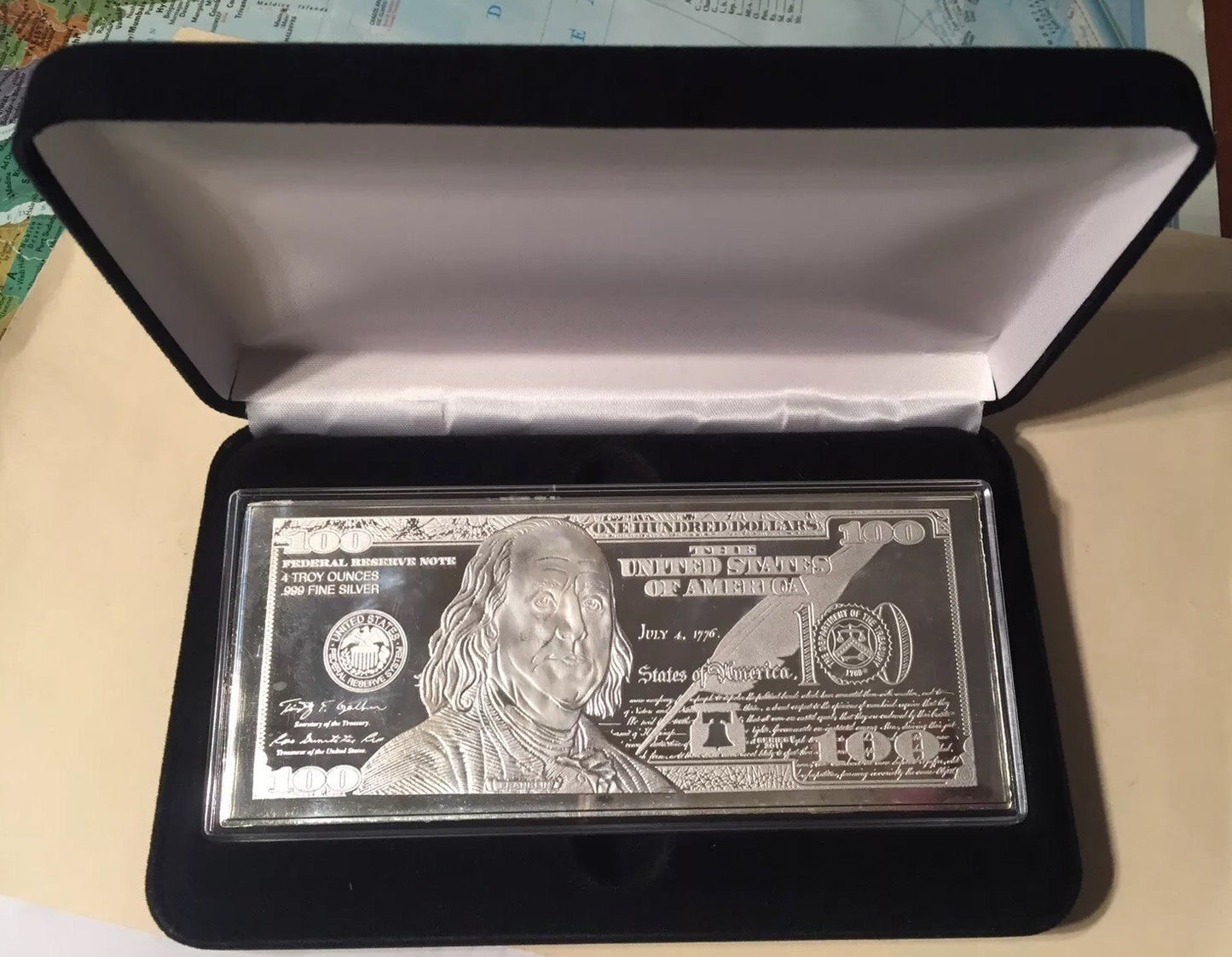 2011 SILVER FRANKLIN $100 Federal Reserve Note .999 Fine Silver Proof 4oz W/BOX